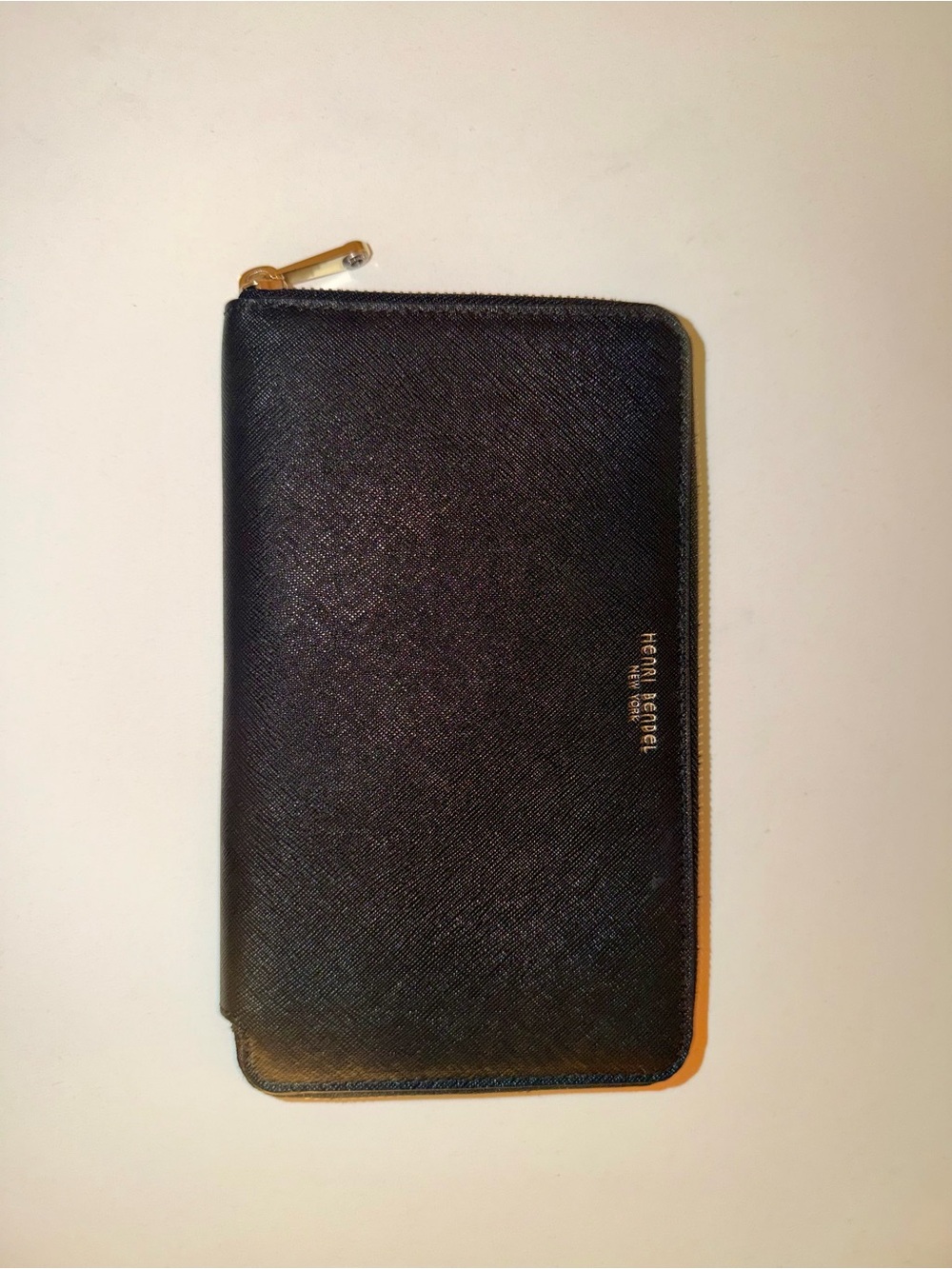 Henri Bendel New York Black Zip Around Continental Wallet